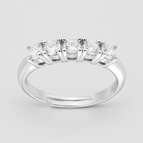 Anello 5 pietre 3mm in Argento 925