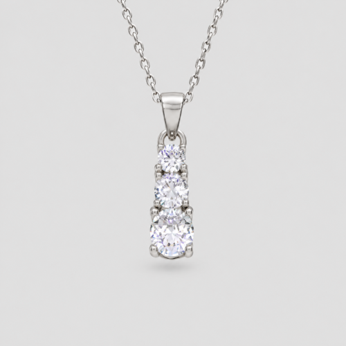 Pendente trilogi Moissanite in arg 925% 0,57 ct