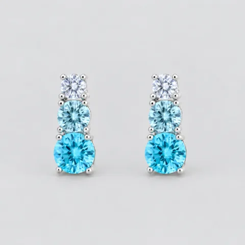 Orecchino trilogy zirconi degradé in argento 925 – Acquamarina