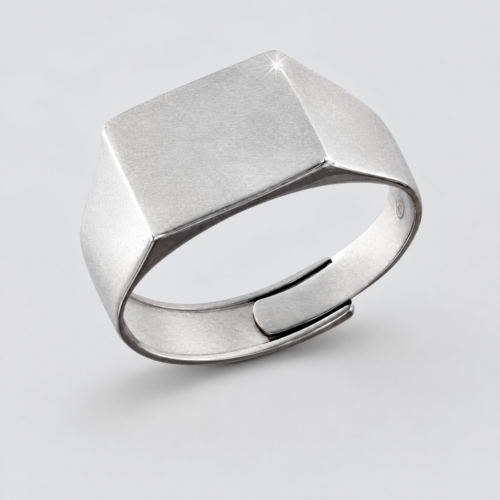 Anello uomo rettangolare  in argento 925% regolabile