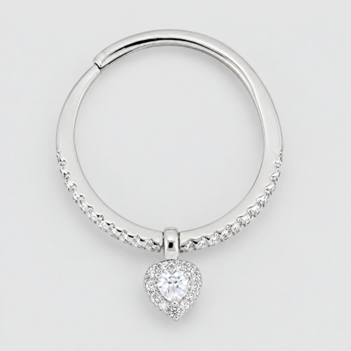 anello cuore pendente in arg 925% regolabile