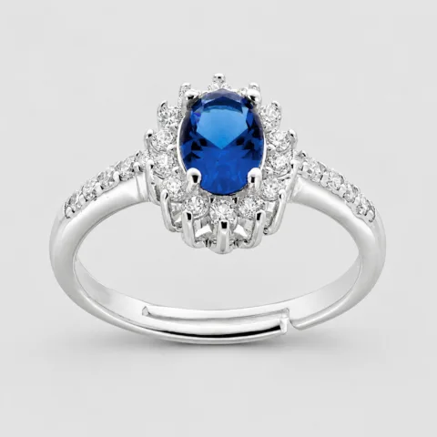 Anello zircone ovale in argento 925 – Zaffiro